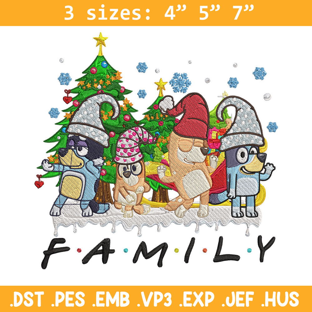 Bluey family Embroidery Design, Bluey Embroidery, Embroidery File, Chrismas Embroidery, Anime shirt, Digital download.jpg