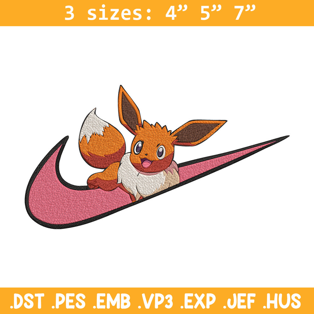 Eevee x nike Embroidery Design, Pokemon Embroidery, Embroidery File, Nike Embroidery, Anime shirt, Digital download.jpg