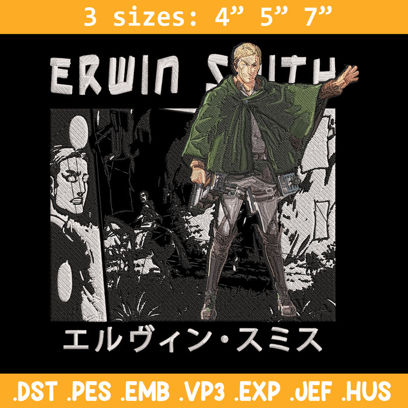 Erwin Smith Embroidery Design, Aot Embroidery, Embroidery File, Anime Embroidery, Anime shirt, Digital download.jpg