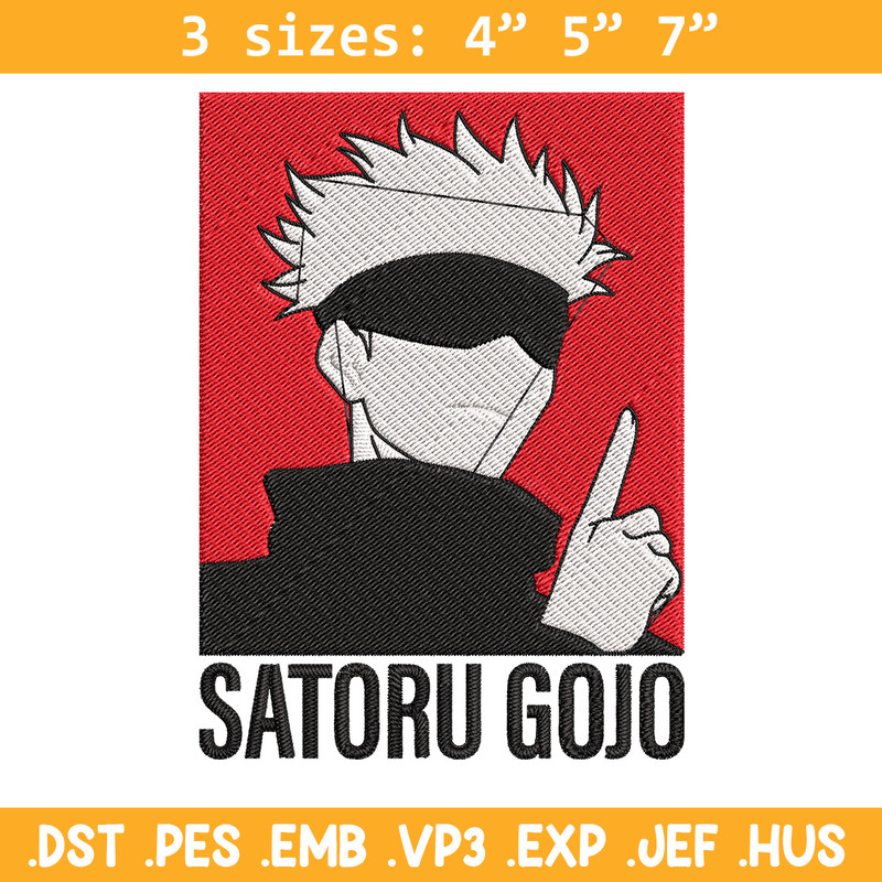 Gojo poster Embroidery Design, Jujutsu Embroidery, Embroidery File, Anime Embroidery,Anime shirt, Digital download.jpg