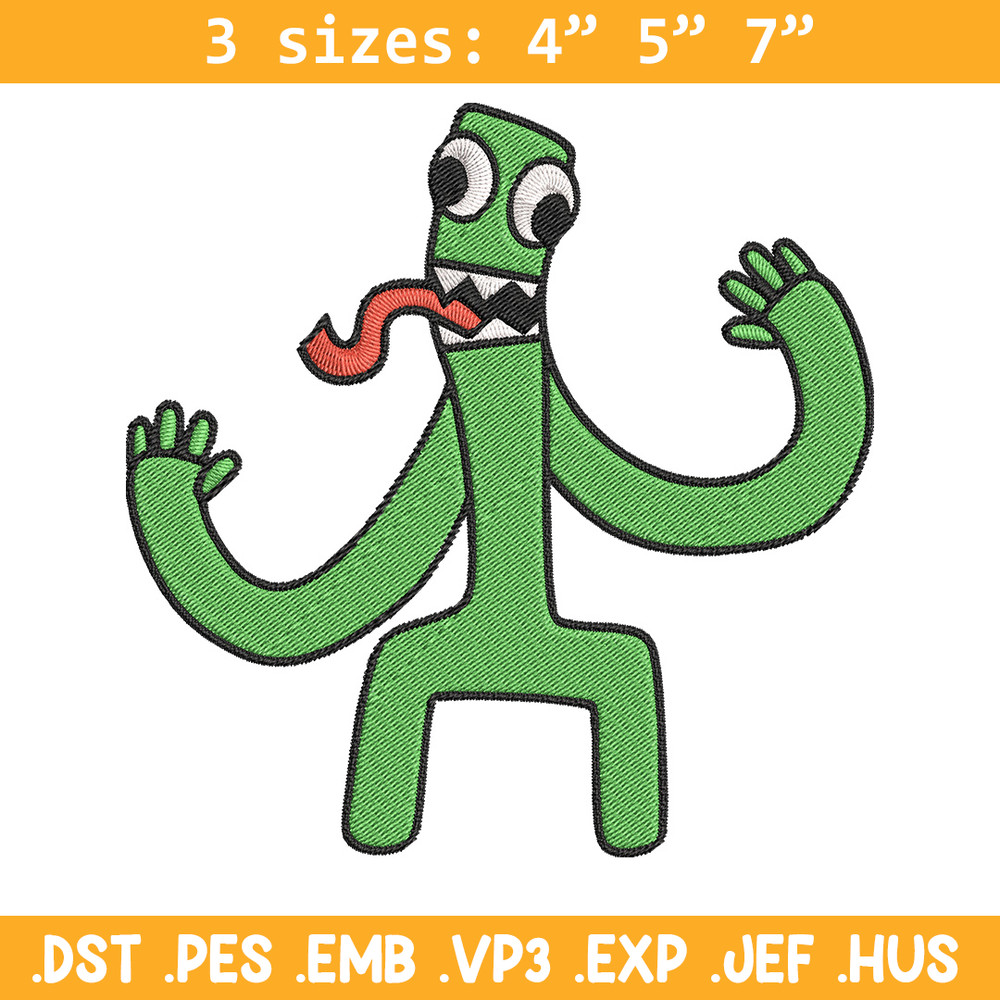 Green Rainbow Embroidery Design, Rainbow Friends Embroidery, Embroidery File, Anime Embroidery, Digital download..jpg