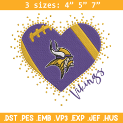 Heart Minnesota Vikings embroidery design, Minnesota Vikings embroidery, NFL embroidery, logo sport embroidery.