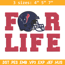 Houston Texans For Life embroidery design, Texans embroidery, NFL embroidery, sport embroidery, embroidery design.