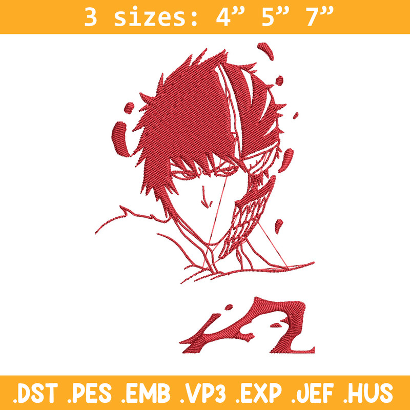 Ichigo poster Embroidery Design, Bleach Embroidery, Embroidery File, Anime Embroidery, Anime shirt, Digital download.jpg