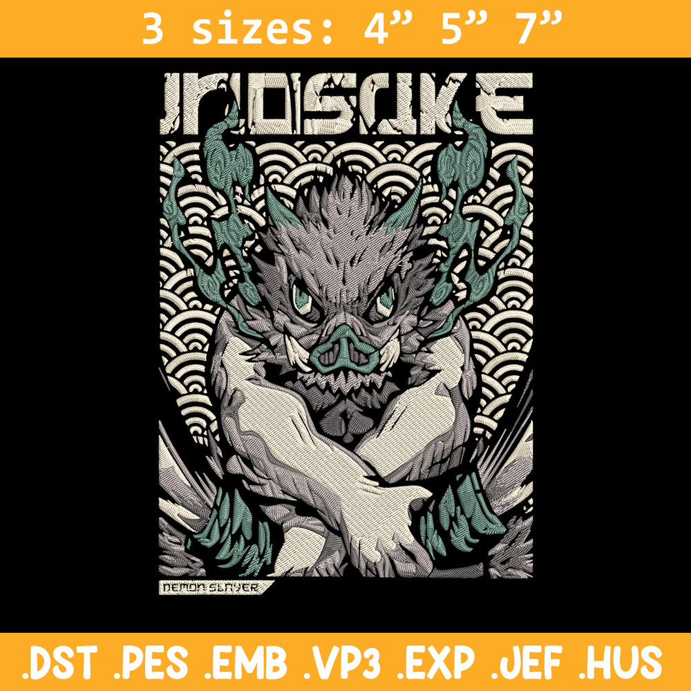Inosuka poster Embroidery Design, Demon slayer Embroidery, Embroidery File,Anime Embroidery,Anime shirt,Digital download.jpg