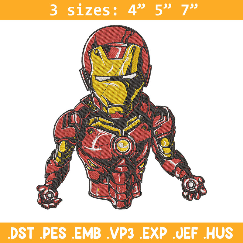 Iron man chibi Embroidery Design, Marvel Embroidery, Embroidery File, Anime Embroidery, Anime shirt, Digital download.jpg