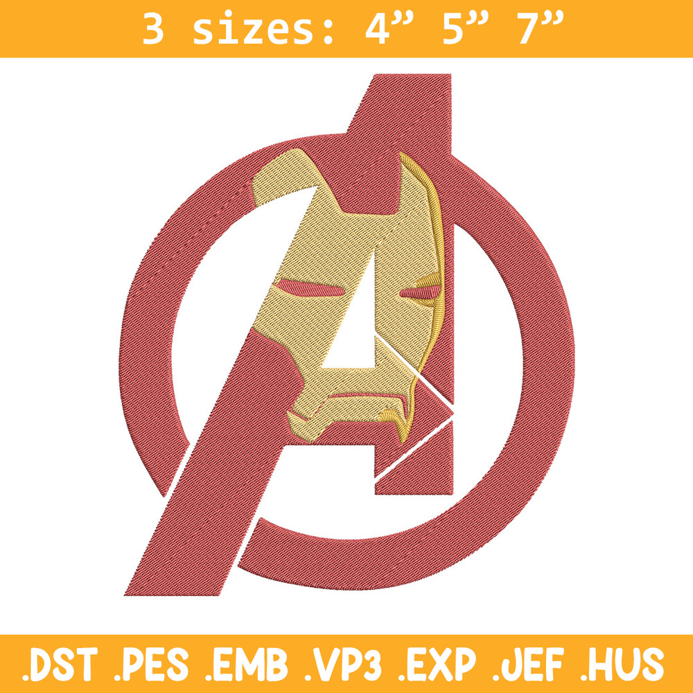 Iron man logo Embroidery Design, Marvel Embroidery, Embroidery File, Anime Embroidery, Anime shirt, Digital download.jpg