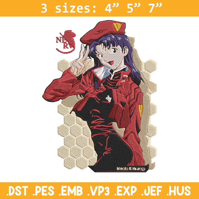 Misato Katsuragi Embroidery Design, Evangelion Embroidery, Embroidery File, Anime Embroidery, Anime shirt, Digital download.jpg