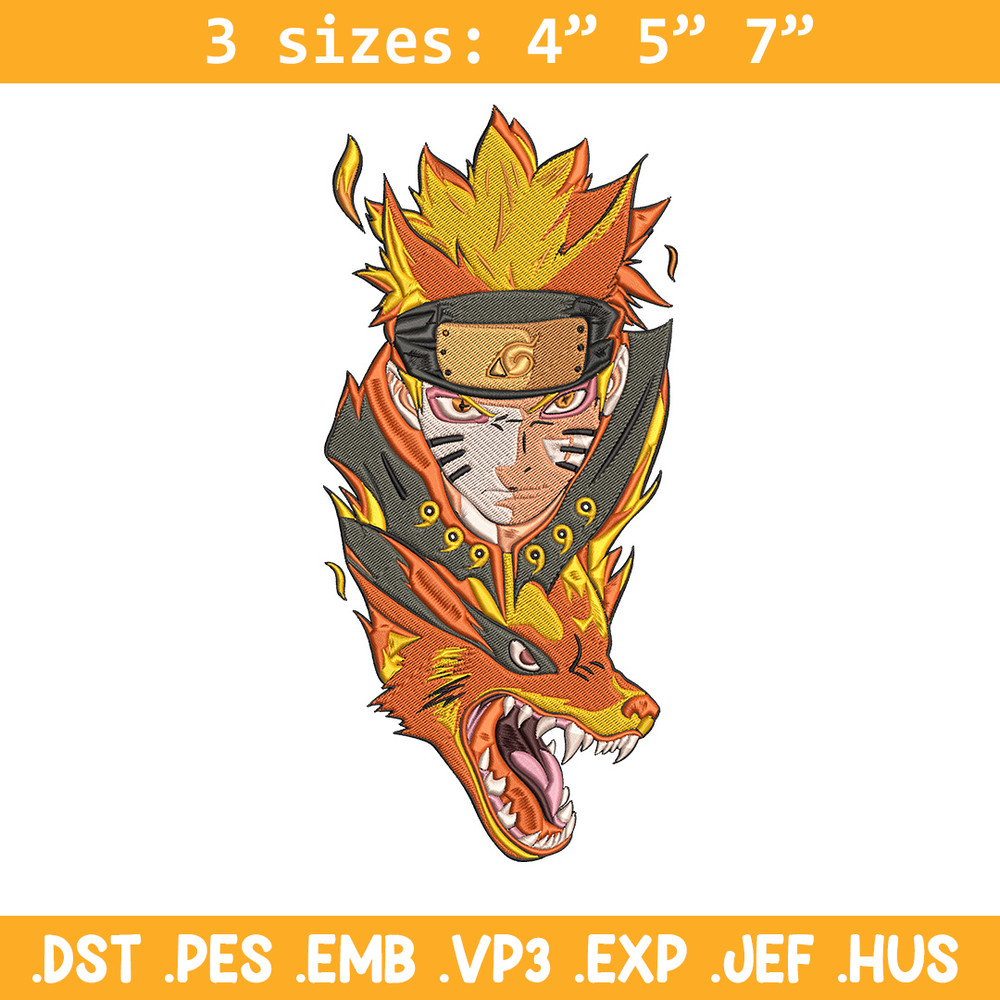 Naruto x kurama Embroidery Design, Naruto Embroidery, Embroidery File, Anime Embroidery, Anime shirt, Digital download.jpg