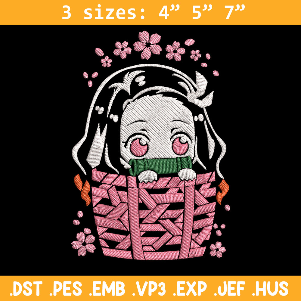 Nezuko chibi cute Embroidery Design, Demon slayer Embroidery, Embroidery File, Anime Embroidery, Digital download.jpg