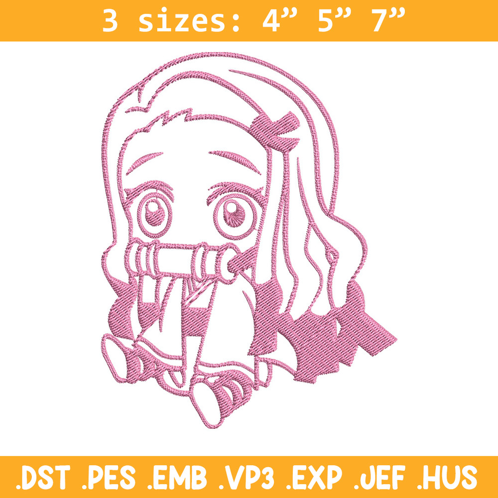 Nezuko chibi Embroidery Design, Demon slayer Embroidery, Embroidery File, Anime Embroidery, Digital download..jpg