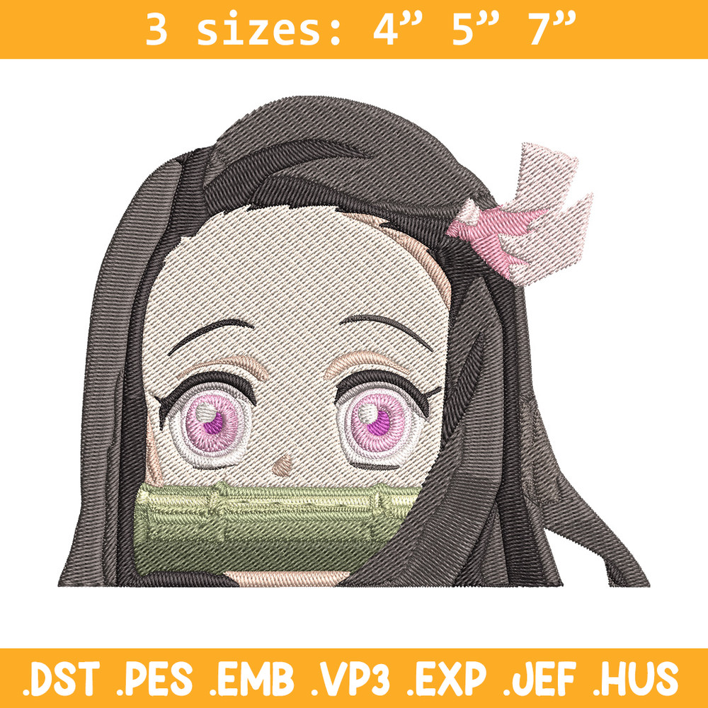 Nezuko Peeker Embroidery Design, Demon slayer Embroidery, Embroidery File, Anime Embroidery, Digital download.jpg