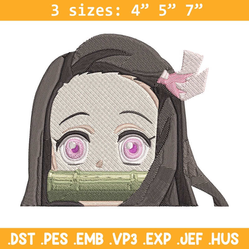 Nezuko Peeker Embroidery Design, Demon slayer Embroidery, Embroidery File, Anime Embroidery, Digital download.jpg