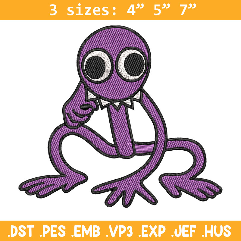 Purple Rainbow Embroidery Design, Rainbow Friends Embroidery, Embroidery File, Anime Embroidery, Digital download.jpg