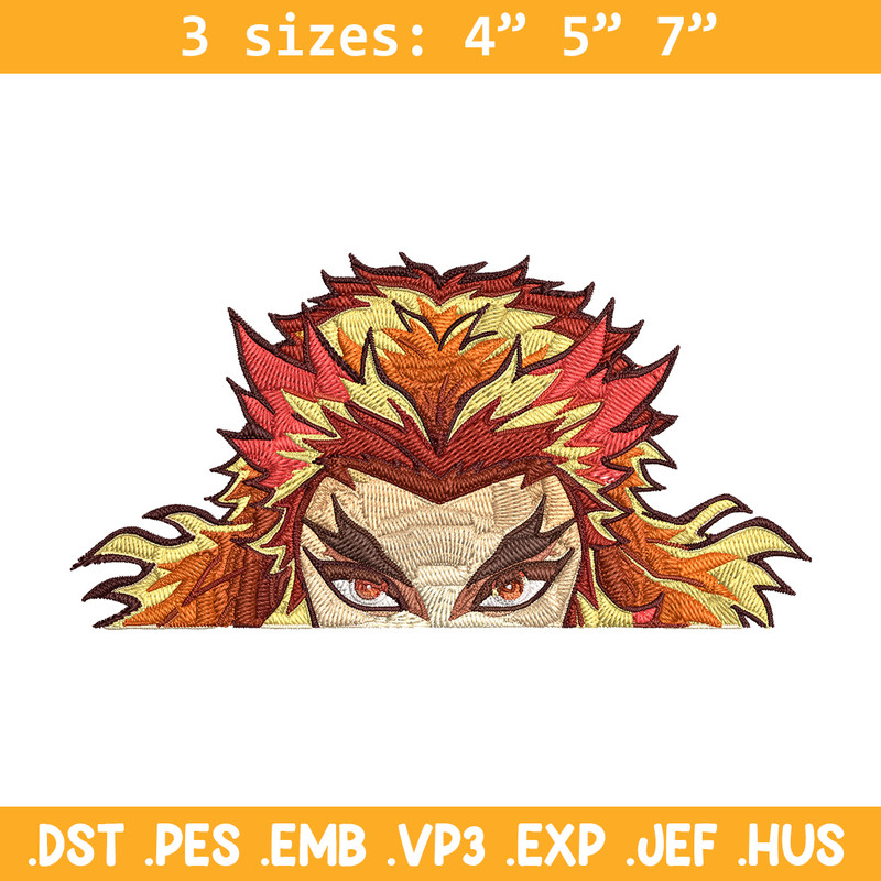 Rengoku Peeker Embroidery Design, Demon slayer Embroidery, Embroidery File, Anime Embroidery, Digital download.jpg