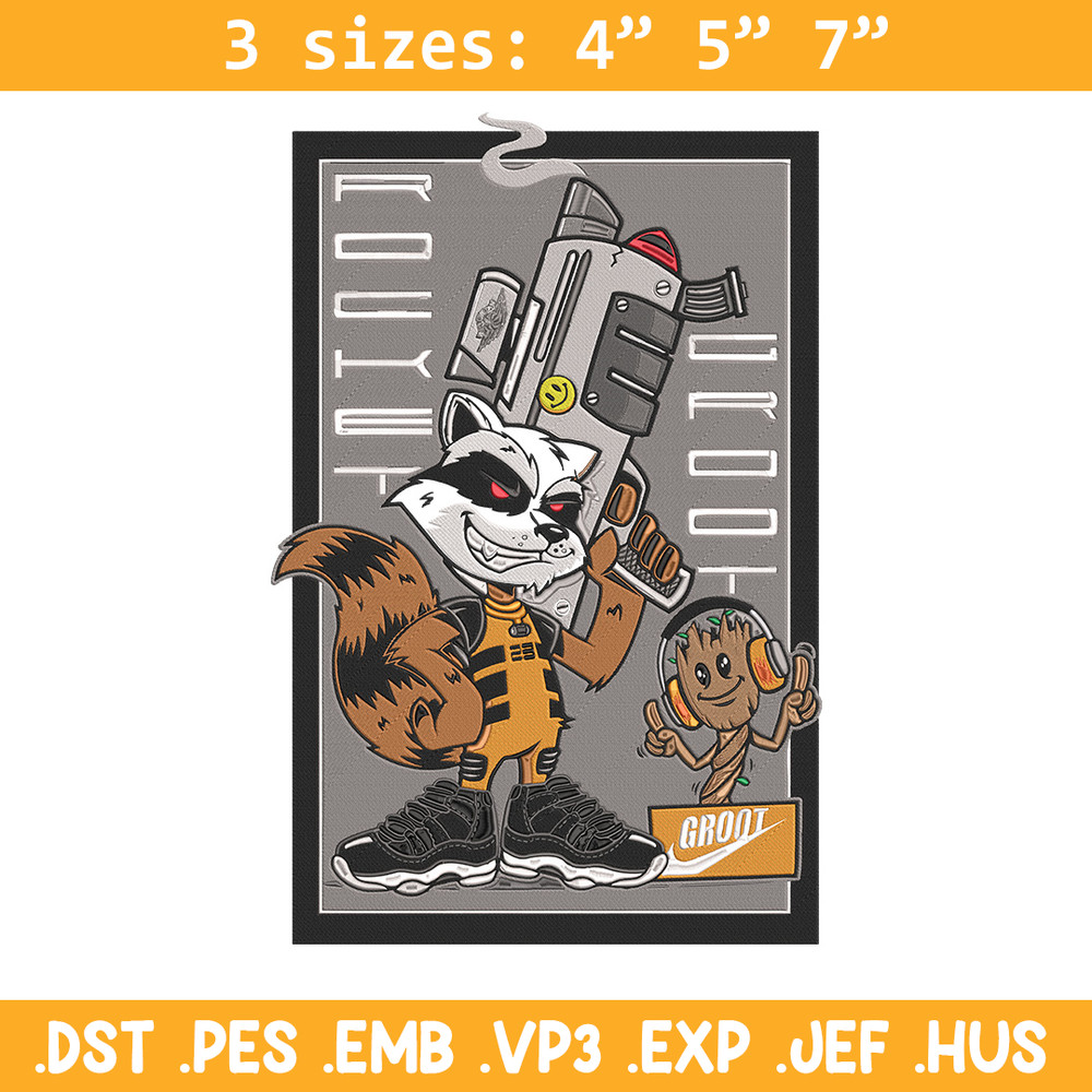 Rocket x groot Embroidery Design, Marvel Embroidery, Embroidery File, Anime Embroidery, Anime shirt, Digital download.jpg