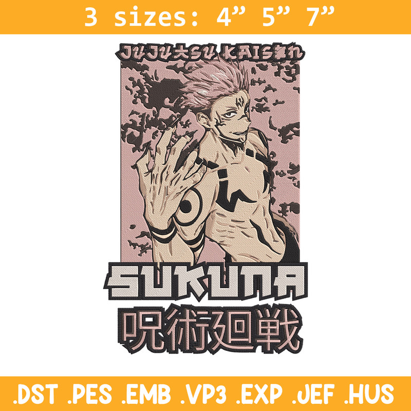 Ryomen Sukuna Embroidery Design, Jujutsu Embroidery, Embroidery File, Anime Embroidery, Anime shirt, Digital download..jpg