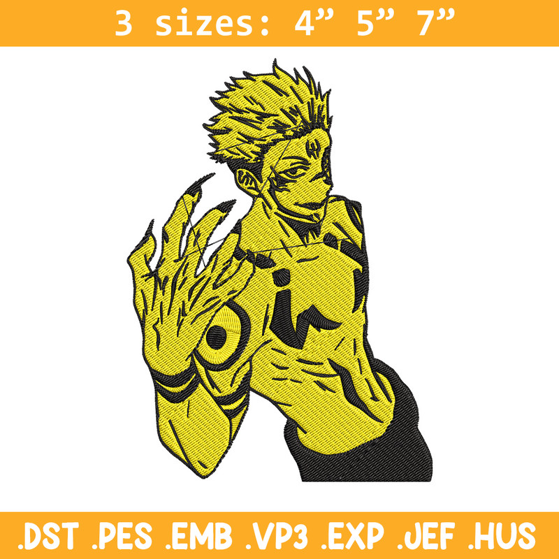 Ryomen Sukuna Embroidery Design, Jujutsu Embroidery, Embroidery File, Anime Embroidery, Anime shirt, Digital download.jpg