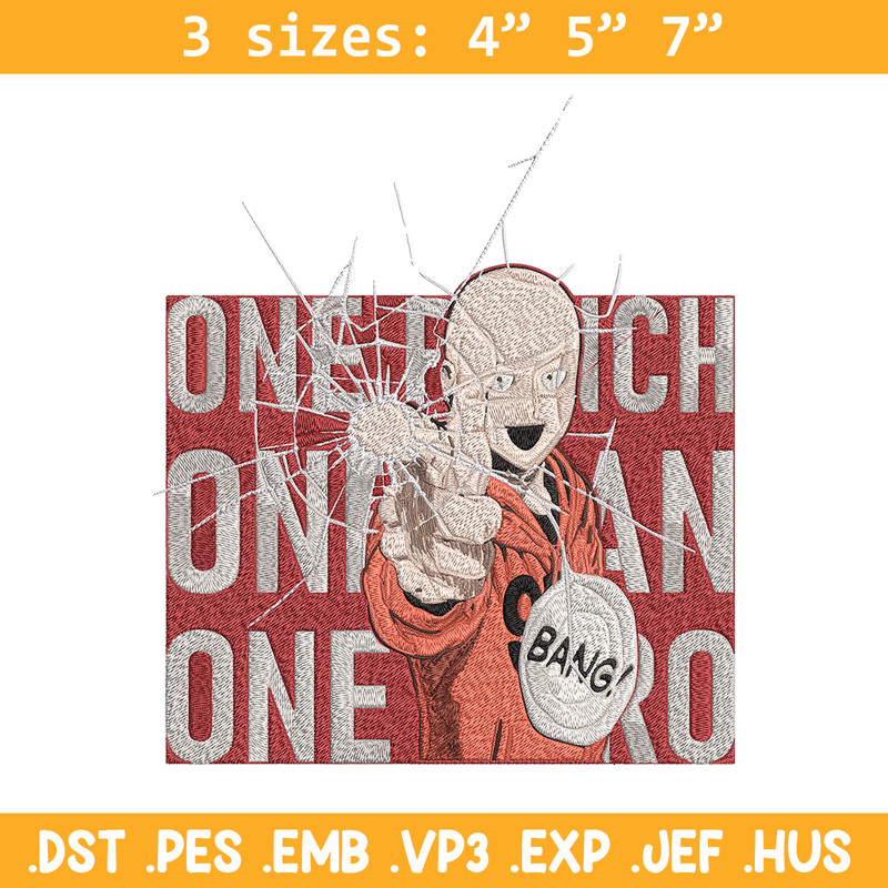 Saitama design Embroidery Design, One punch man Embroidery, Embroidery File, Anime Embroidery, Anime shirt.jpg
