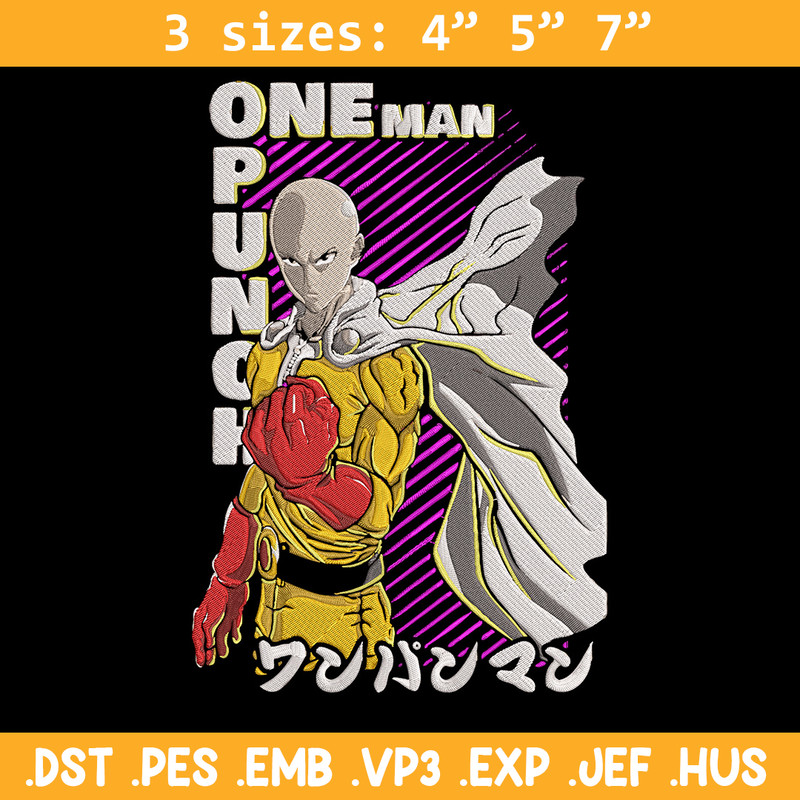 Saitama Embroidery Design, One punch man Embroidery,Embroidery File, Anime Embroidery, Anime shirt, Digital download.jpg