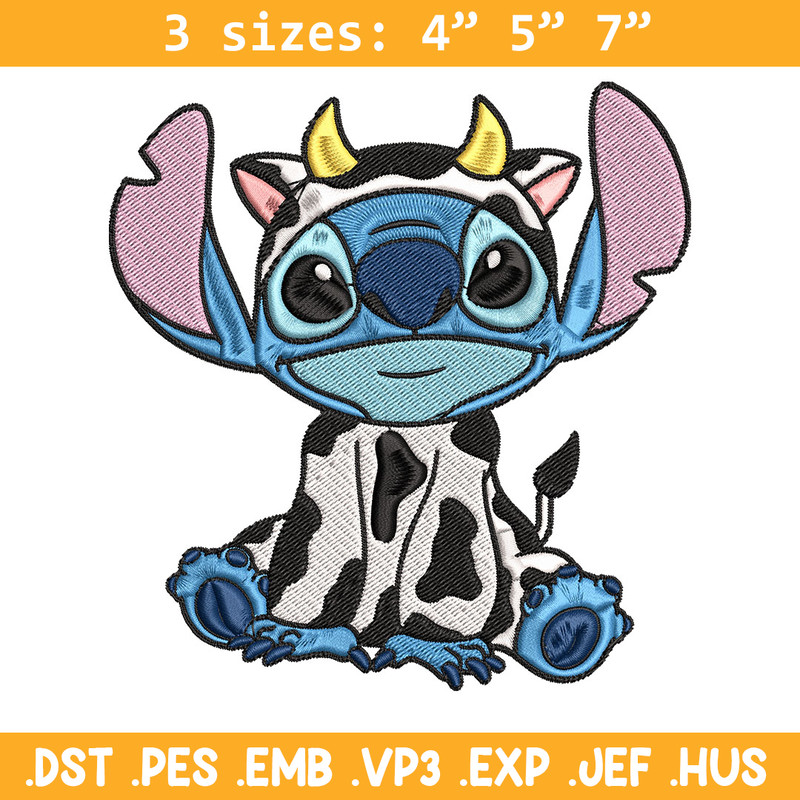 Stitch Cow Embroidery Design, Stitch Embroidery, Embroidery File, Cartoon shirt, Embroidery design, Digital download..jpg