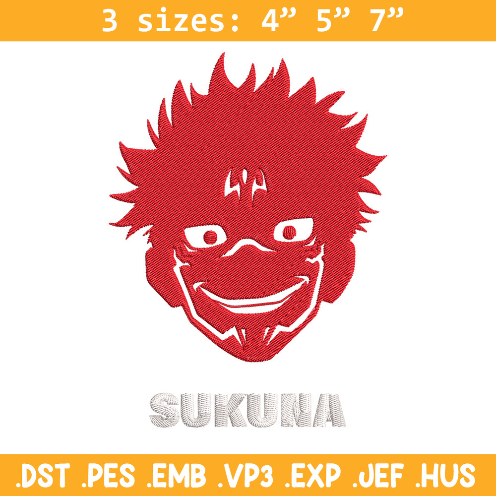 Sukuna laugh Embroidery Design, Jujutsu Embroidery, Embroidery File, Anime Embroidery, Anime shirt, Digital download.jpg