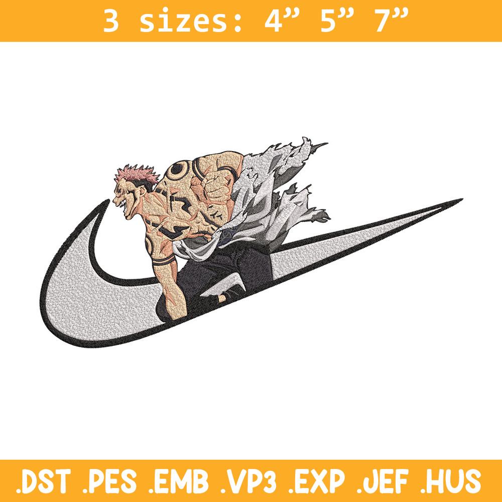 Sukuna x nike Embroidery Design, Jujutsu Embroidery, Embroidery File, Nike Embroidery, Anime shirt, Digital download.jpg