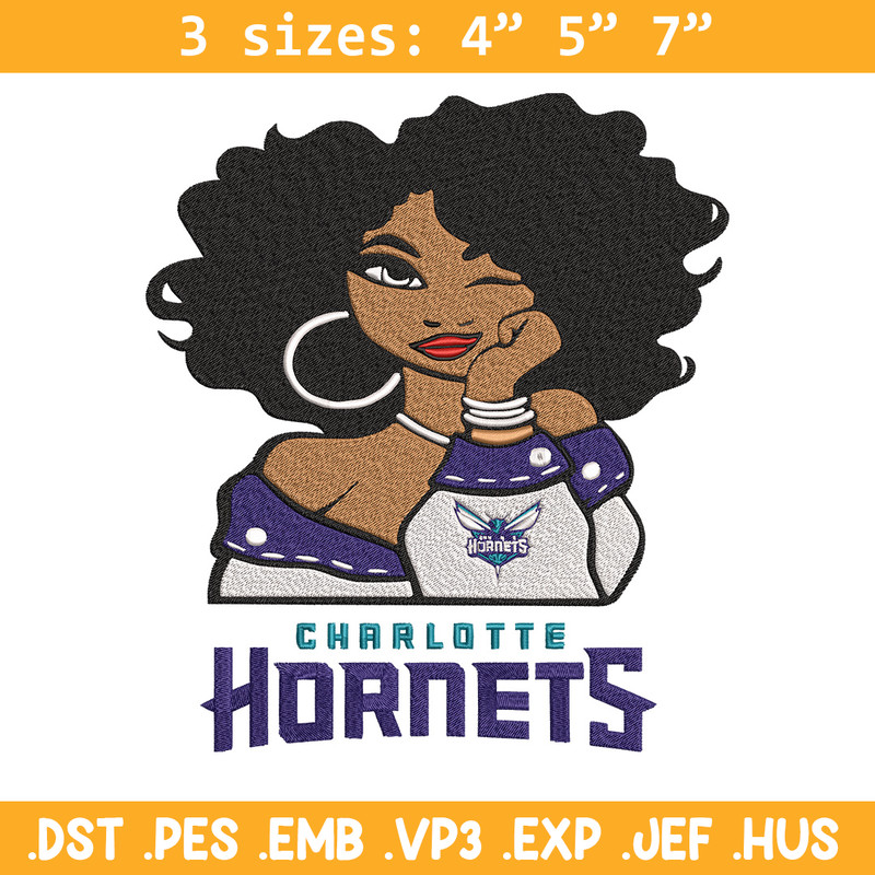 Charlotte Hornets girl embroidery design, NBA embroidery, Sport embroidery, Embroidery design, Logo sport embroidery..jpg