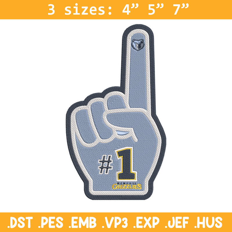 Memphis Grizzlies no 1 embroidery design,NBA embroidery,Sport embroidery,Embroidery design, Logo sport embroidery..jpg