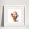 Ice Cream In A Waffle Cone With Strawberries And Vanilla Cream Watercolor Digital Art 1