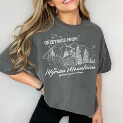 acotar comfort colors shirt | illyrian mountains cabin, velaris night court, rhysand feyre licensed sjm universe merch