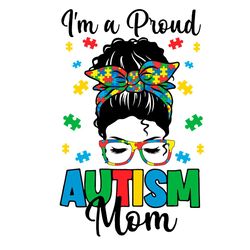 im a proud autism mom svg, mom autism awareness svg, mom bandana svg