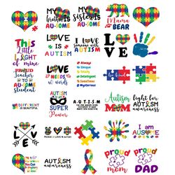 autism quotes bundle svg png, autism awareness svg, autism mom svg