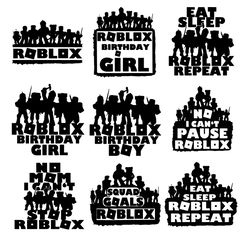 roblox logo birthday bundle svg silhouette, birthday svg, roblox svg