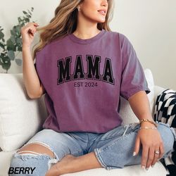 custom mama shirt, mama est shirt, pregnancy announcement, personalized mom tshirt, mothers day gift