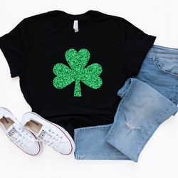 womens st pattys shirt, cute st pattys shirt, glitter shamrock tee, st patricks day tee, womens st pattys
