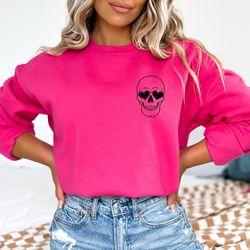 women's valentine's day sweatshirt, valentine sweatshirt, heart sweatshirt, valentine's day crewneck women, skull shirt