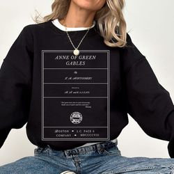 anne of green gables sweatshirt, bookish sweatshirt, booklover gift, academia sweatshirt, books sweater, literary gift,