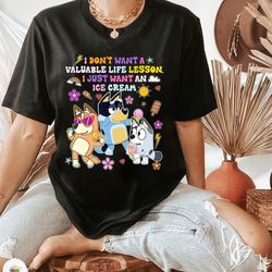 bluey funny quote y2k style shirt, bluey ice cream shirt, funny cartoon tshirt, friend matching shirt, bluey shirt gift