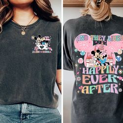 personalized two-sided mickey minnie couple and they lived happily ever after shirt disneyland couple shirt, honeymoon c