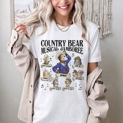 vintage country bear jamboree musical characters group t-shirt, disneyland country bear poster tee, disneyland family va