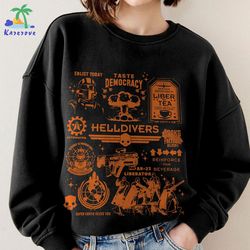 helldivers doodle art shirt, liber-tea, taste democracy, helldivers fan shirt gift
