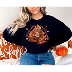 Autumn Leaves and Hippie Sleeves Sweatshirt, Fall Vibes sweatshirt, Retro Halloween crewneck, Retro Fall sweatshirt, Aut