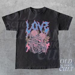 vintage skeleton love t-shirt, retro skull shirt, skeletons lovers shirt, y2k skull tee, skeleton 90s graphic shirt, ske