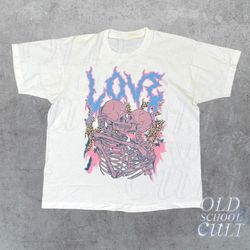 skeleton love t-shirt, retro skull shirt, skeletons lovers shirt, y2k skull tee, skeleton 90s graphic shirt, ske
