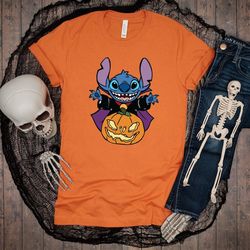 funny stitch, pumpkin shirt, halloween trip, halloween party shirt, vampire stitch shirt, halloween clothing shirt, disn