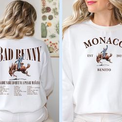 bad bunny most wanted tour, nadie sabe lo que va a pasar manana sweatshirt, cowboy bad bunny sweatshirt, bad bunny new a