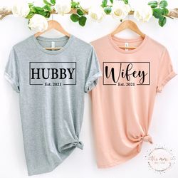 wifey hubby est 2021 sweatshirt, honeymoon shirts, just married shirt, wedding gift, husband and wife shirt, gift for he