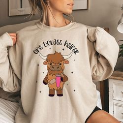 cow valentine sweatshirt, valetines day crewneck, one boujee heifer sweater, valentine gift, trendy heifer highland cow