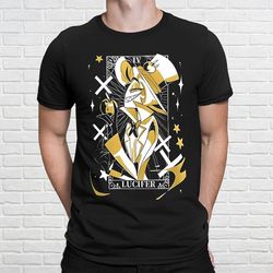 hazbin hotel lucifer t-shirt, hazbin hotel cartoon merch shirts, hazbin hotel characters shirts